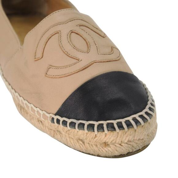 Chanel Embroidered Espadrille 37 Leather CC Cap Toe Flats CC-0803N-0007 - Picture 8 of 11